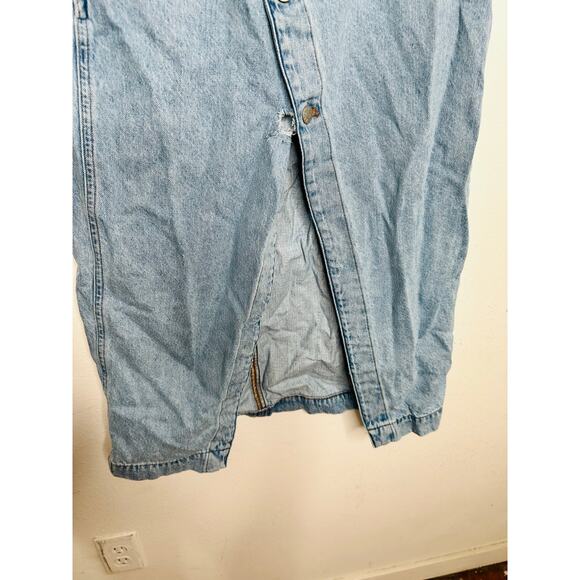 MADEWELL Light Blue Denim 100% Cotton Button Front Slit Wrap Midi Skirt Size 29 - Picture 7 of 12